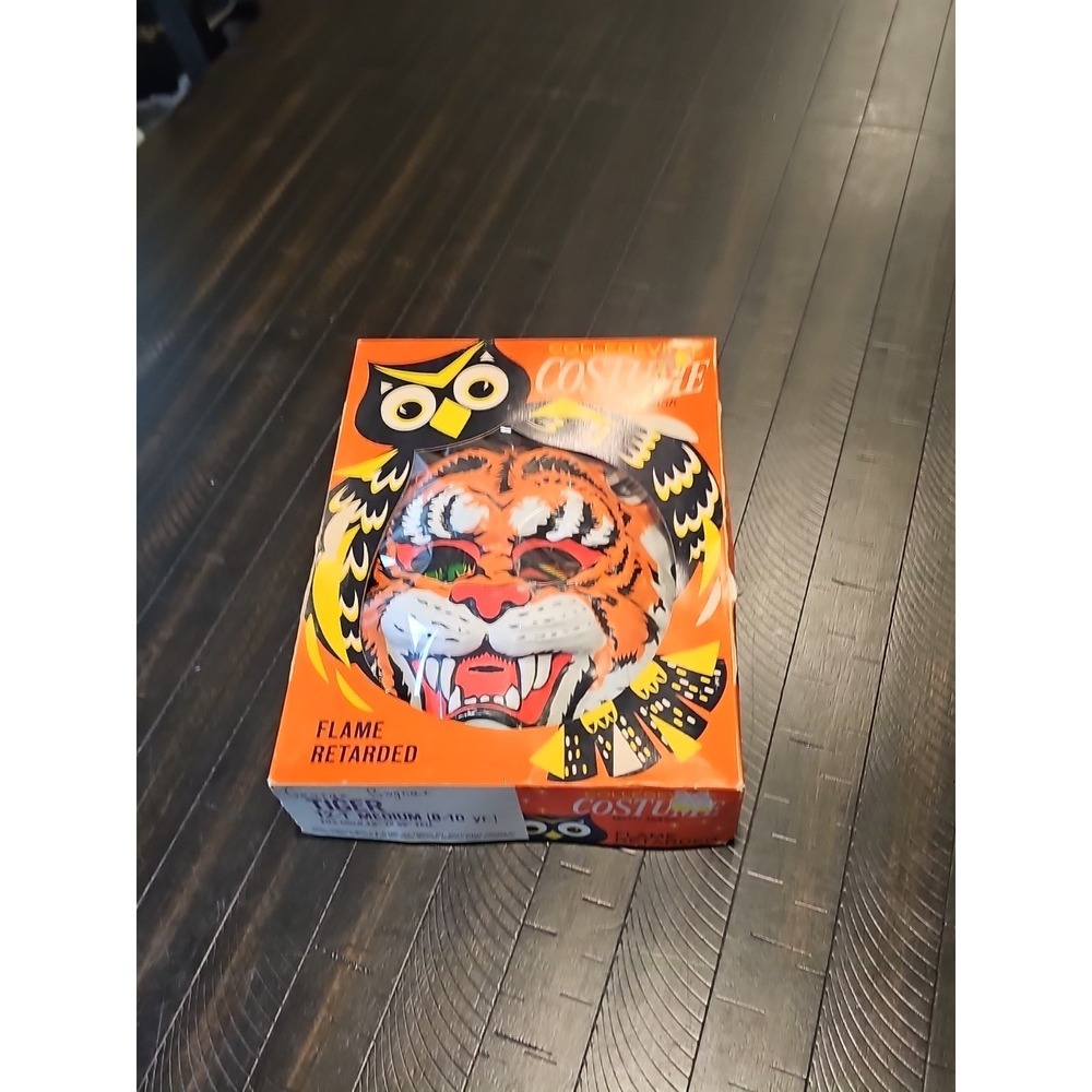 Vintage 1970s Collegeville Tiger Halloween Costume‎ & Mask Medium 8-10 w/ Box